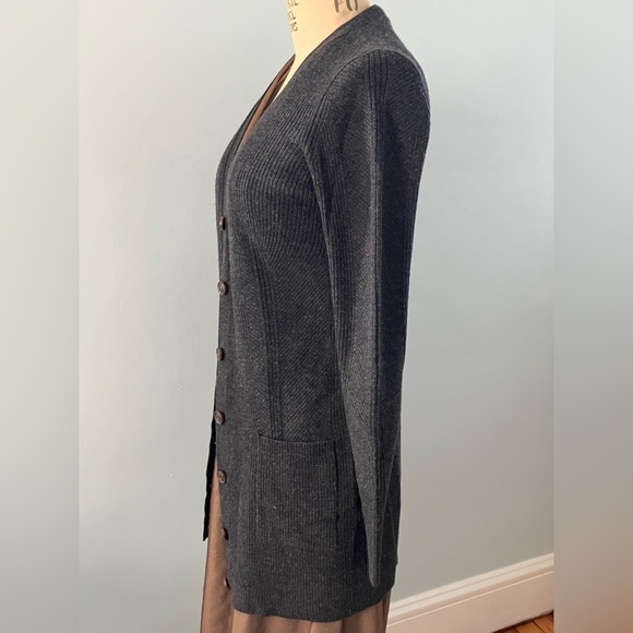 🆕DVF Diane von Furstenberg long V neck wool cardigan size L - Picture 3 of 10
